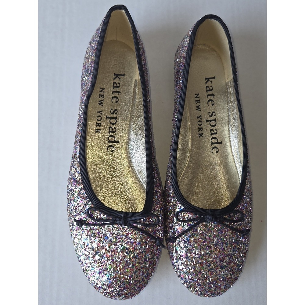 KATE SPADE NY Honey Style Glitter Ballet Flats Sz 7B ~ VG USED CONDITION ~